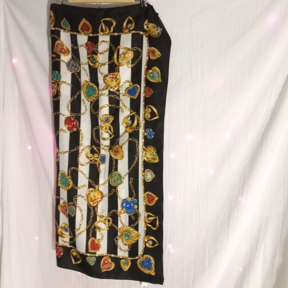 Women's Victoria's Secret Striped Silky Vintage Scarf - Picture 10 of 16